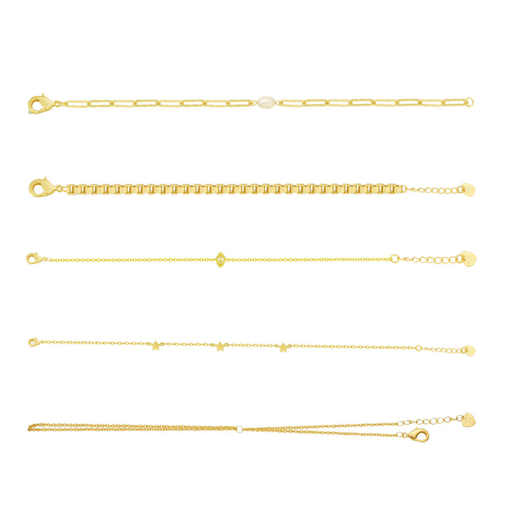 Wrist Edit Bundle: 5 Piece Bracelet and Hand Chain Bundle